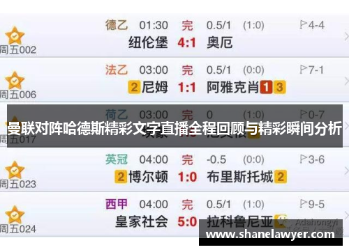 曼联对阵哈德斯精彩文字直播全程回顾与精彩瞬间分析